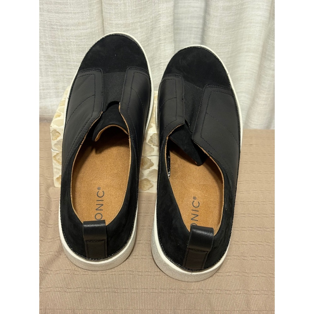 Vionic ZINAH Black Leather Suede Slip On‎ Sneakers Orthopedic Comfort Size9